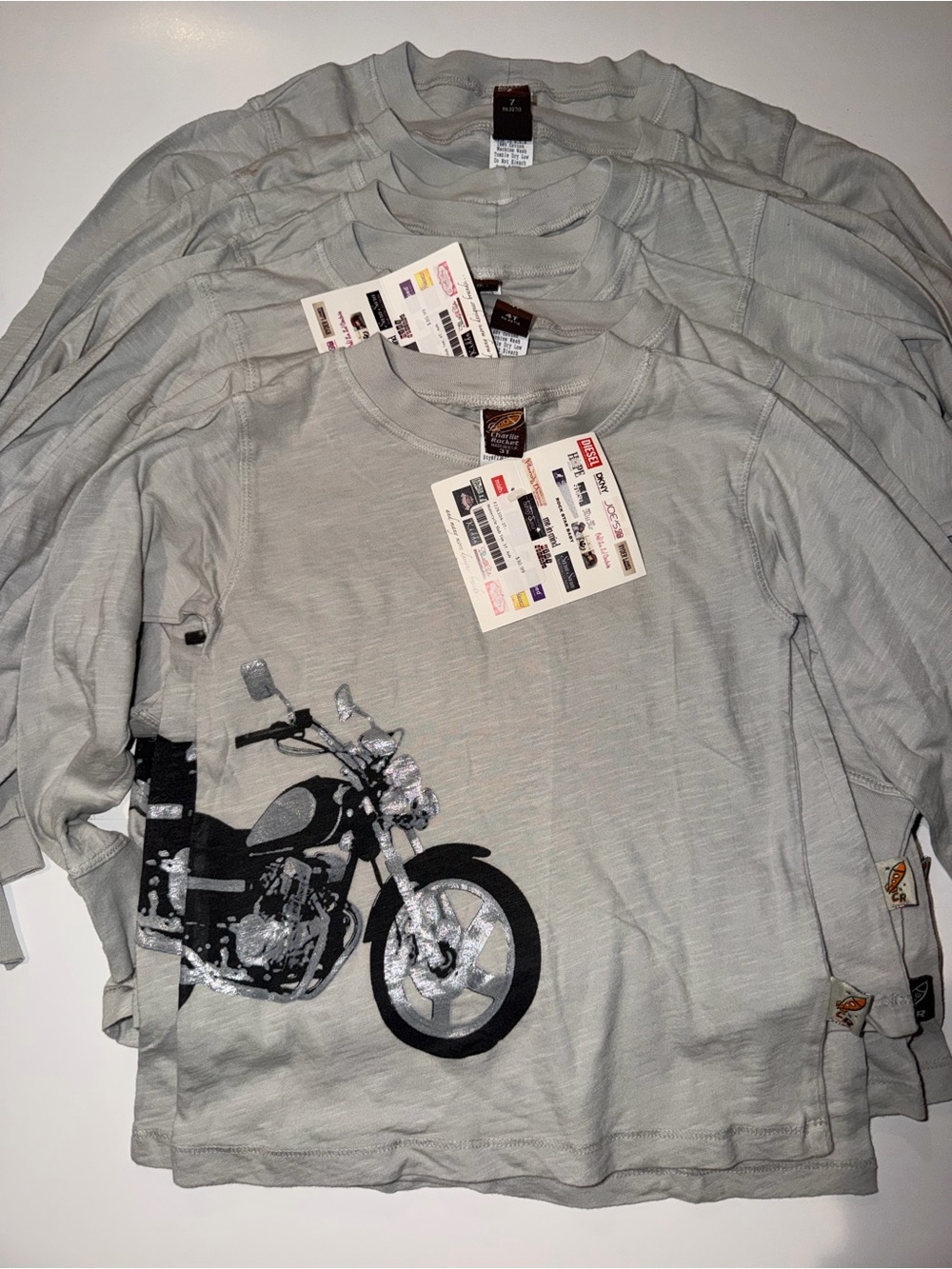 NWT Charlie Rocket Boys Motorcycle Long Sleeve Tee | Gray | $30